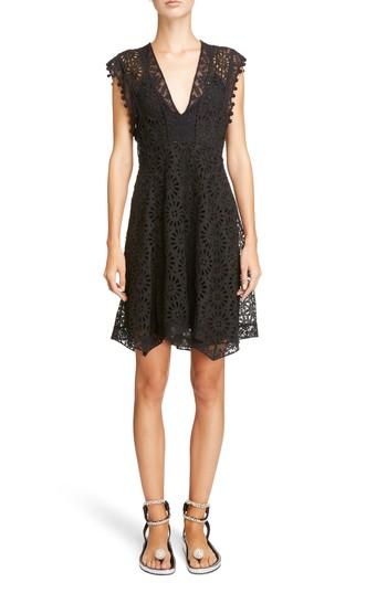 Women's Isabel Marant Pompom Trim Broderie Anglaise Dress Us / 34 Fr - Black