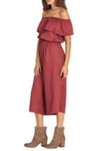 Women's Billabong Some Day Off The Shoulder Jumpsuit - Burgundy