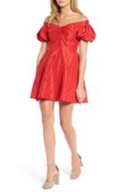 Women's Topshop Taffy Puff Sleeve Off The Shoulder Dress Us (fits Like 0) - Red