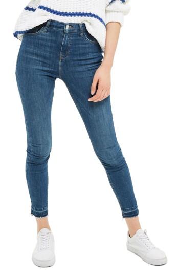 Women's Topshop Jamie Released Hem Ankle Skinny Jeans X 32 - Blue