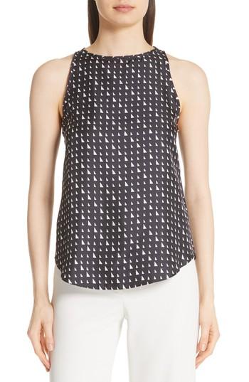 Women's Theory Racerback Silk Shell Top, Size - Black