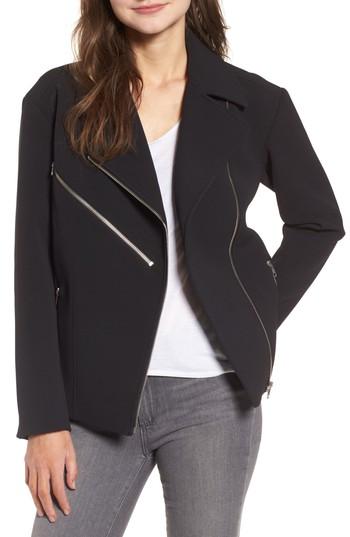 Women's Trouve Bonded Moto Jacket, Size - Black