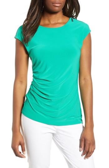Women's Chaus Zip Shoulder Stretch Jersey Top - Green
