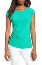 Women's Chaus Zip Shoulder Stretch Jersey Top - Green