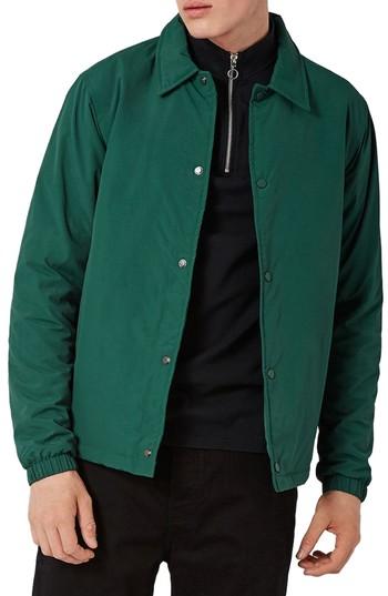 Men's Topman Coach Jacket, Size - Green