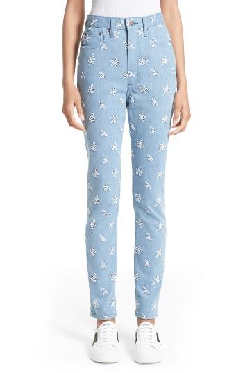 Women's Marc Jacobs Broderie Anglaise High Waist Skinny Jeans - Blue