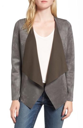 Women's Love Token Faux Suede Jacket - Grey