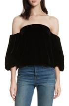 Women's Elizabeth And James Simmy Velvet Off The Shoulder Top - Black