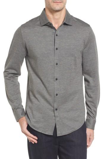 Men's Bugatchi Regular Fit Pique Knit Sport Shirt - Blue