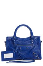 Balenciaga Mini Arena City Leather Satchel - Blue