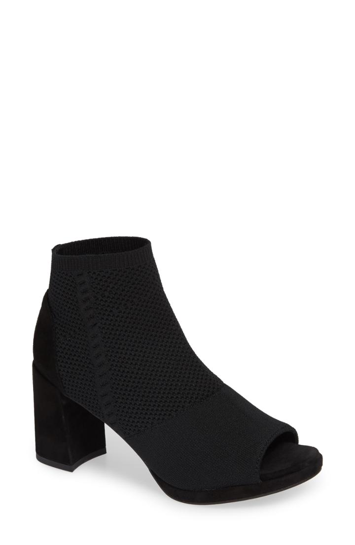 Women's Eileen Fisher Margate Peep Toe Bootie M - Black