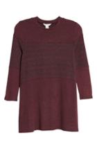 Petite Women's Caslon Stripe Panel Sweater P - Burgundy
