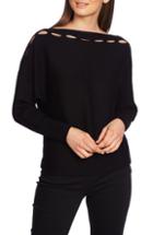 Women's 1.state Boat Neck Slit Yoke Sweater - Black