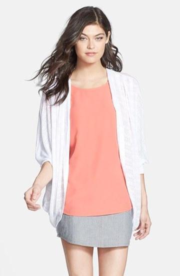 Hinge Open Knit Cardigan White
