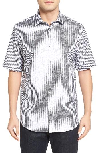 Men's Bugatchi Classic Fit Floral Stripe Sport Shirt