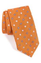 Men's David Donahue Geometric Silk Tie, Size - Orange