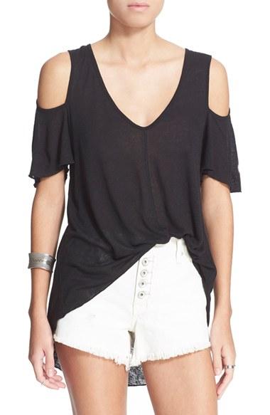 Women's Free People 'bittersweet' Cold Shoulder Top - Black