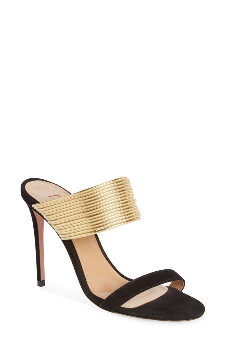 Women's Aquazzura Rendezvous Stiletto Sandal Us / 36eu - Black