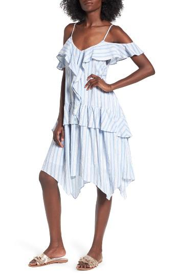 Women's Moon River Ruffle Cold Shoulder Dress - Blue