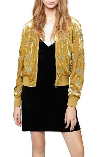 Women's Sanctuary Stargazer Velvet Bomber Jacket - Metallic