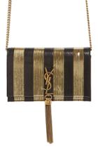 Women's Saint Laurent Kate Metallic Stripe Wallet On A Chain -