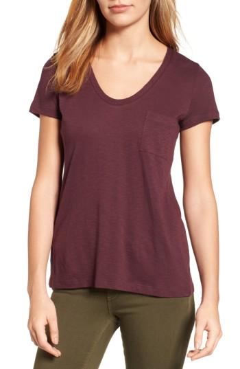 Women's Caslon Rounded V-neck Tee - Burgundy
