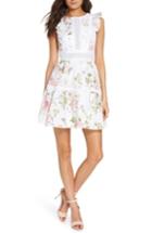 Women's Ever New Print Broderie Anglaise Fit & Flare Dress - White