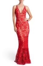 Women's Dress The Population Sophia Crochet Lace Mermaid Gown - Red