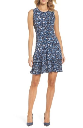 Women's Michael Michael Kors Paisley Flounce Hem Dress - Blue