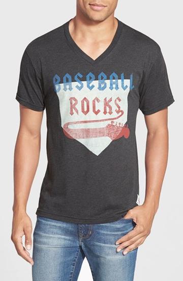Men's 7th Inning Stretch 'baseball Rocks' Graphic V-neck T-shirt