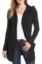 Women's Caslon Hooded Cardigan, Size - Black