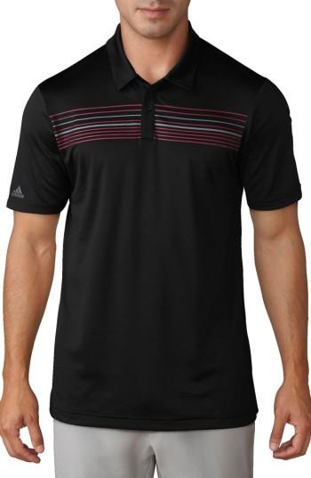 Men's Adidas Climacool Striped Polo - Black