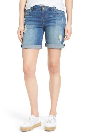 Women's Kut From The Kloth Catherine Distressed Denim Boyfriend Shorts - Blue
