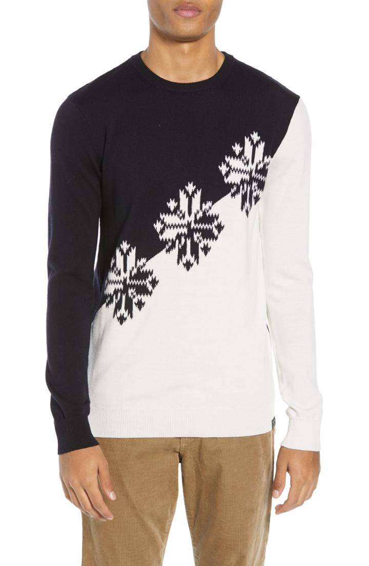 Men's Scotch & Soda Intarsia Colorblock Wool Sweater - White