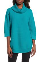 Women's Chaus Cowl Neck Shirttail Hem Sweater - Blue/green