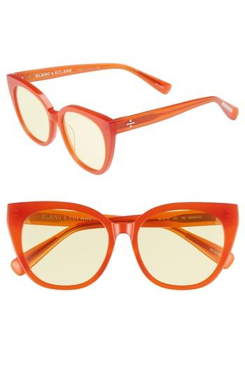 Women's Blanc & Eclare Monaco 54mm Polarized Cat Eye Sunglasses - Lipstick Red/ Yellow Tint
