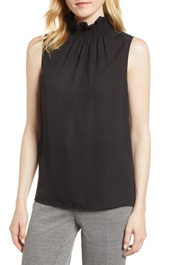 Women's Vince Camuto Ruffle Neck Blouse, Size - Black