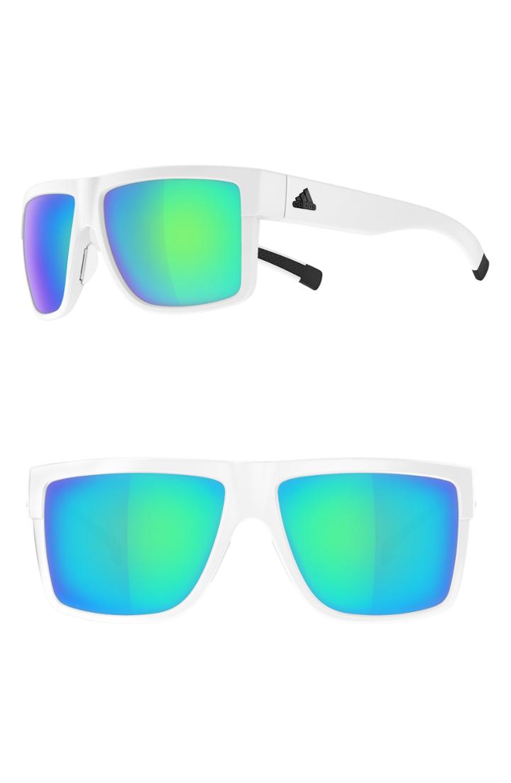 Women's Adidas 3matic 60mm Mirrored Sport Sunglasses - Matte White/ Blue