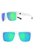 Women's Adidas 3matic 60mm Mirrored Sport Sunglasses - Matte White/ Blue
