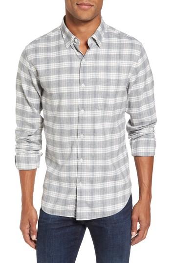 Men's Bonobos Slim Fit Plaid Twill Sport Shirt, Size - Grey