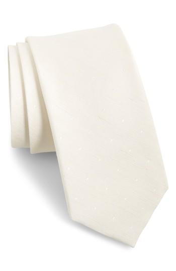 Men's The Tie Bar Dot Silk & Linen Tie, Size X-long X-long - Ivory