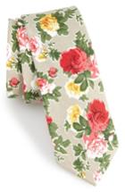 Men's 1901 Iverson Floral Cotton Skinny Tie, Size - Green