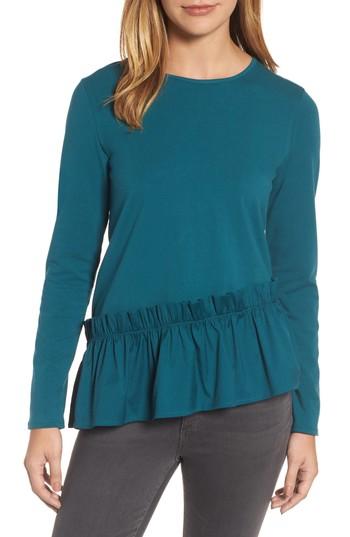 Women's Halogen Ruffle Hem Tee - Blue/green