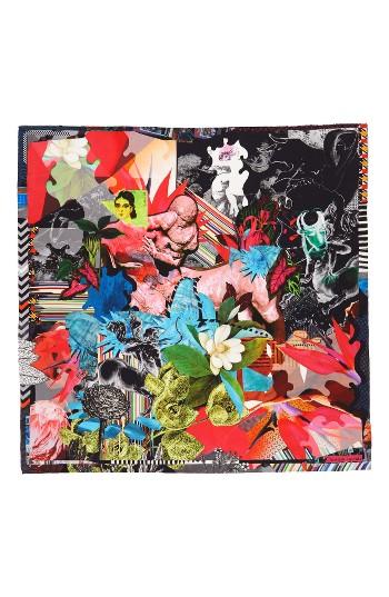 Women's Christian Lacroix Jardin Centaure Square Silk Scarf, Size - Black