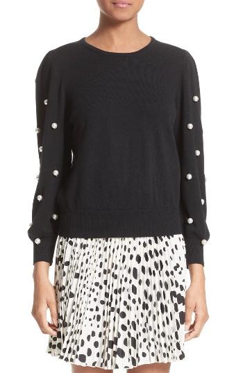 Women's Marc Jacobs Imitation Pearl Embellished Wool & Cashmere Sweater - Black