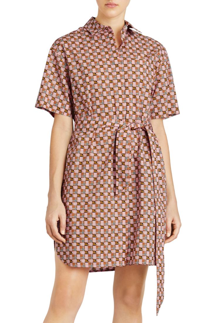Women's Burberry Addy Checked Shirtdress Us / 42 It - Pink