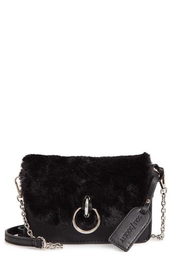 Sole Society Lebra Faux Fur Crossbody Bag - Black
