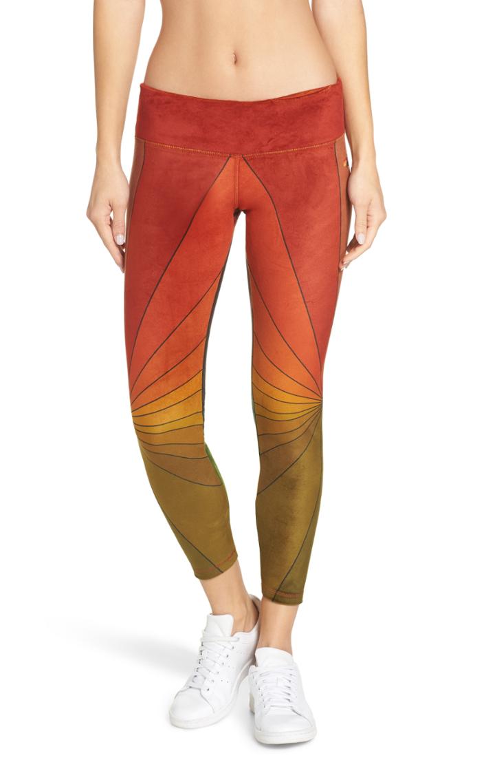 Women's Aviator Nation Rainbow Sunburst Velour Leggings - Red