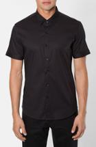 Men's 7 Diamonds 'feel Free' Trim Fit Short Sleeve Stripe Stretch Woven Shirt - Black