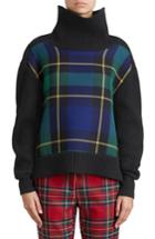 Women's Burberry Fiora Check Wool & Cashmere Turtleneck Sweater - Black